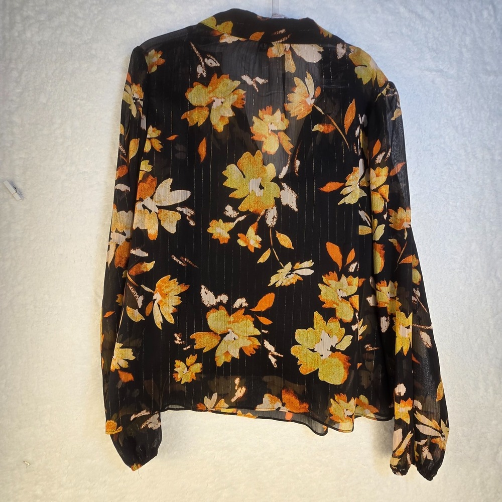 Nanette Lepore Lightweight Camisole & Floral Sheer Top Sz Large Metallic Artsy - Picture 3 of 16